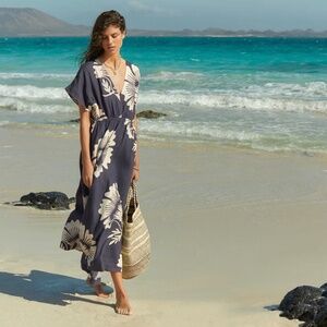 WRAP LONDON Printed maxi-dress in Linen